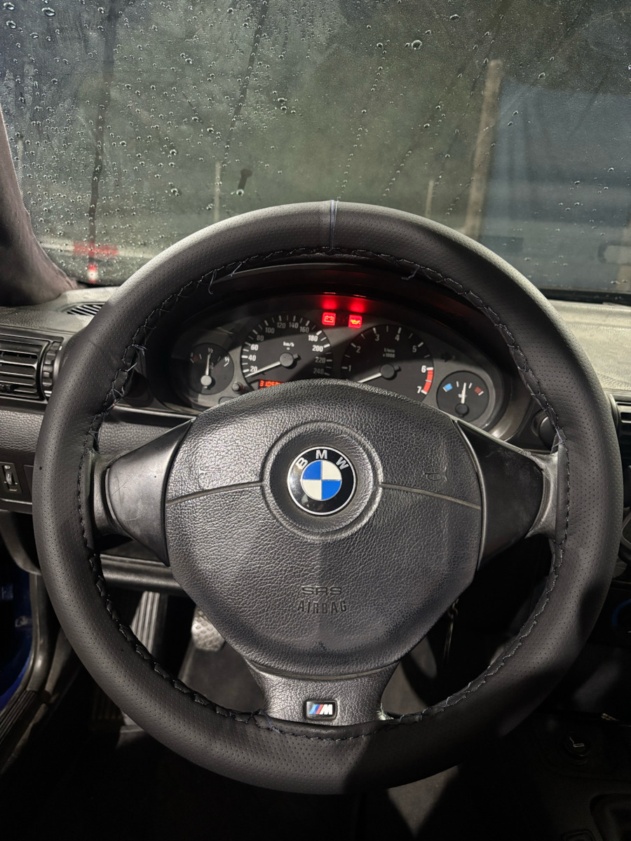 Autoline Κάλυμμα Τιμονιού Αυτοκινήτου Ραφτό με Διάμετρο 38εκ. Δερμάτινο Μαύρο