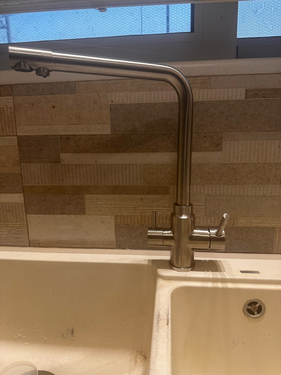 QWaterFilters Μπαταρία Κουζίνας Πάγκου Inox Ασημί