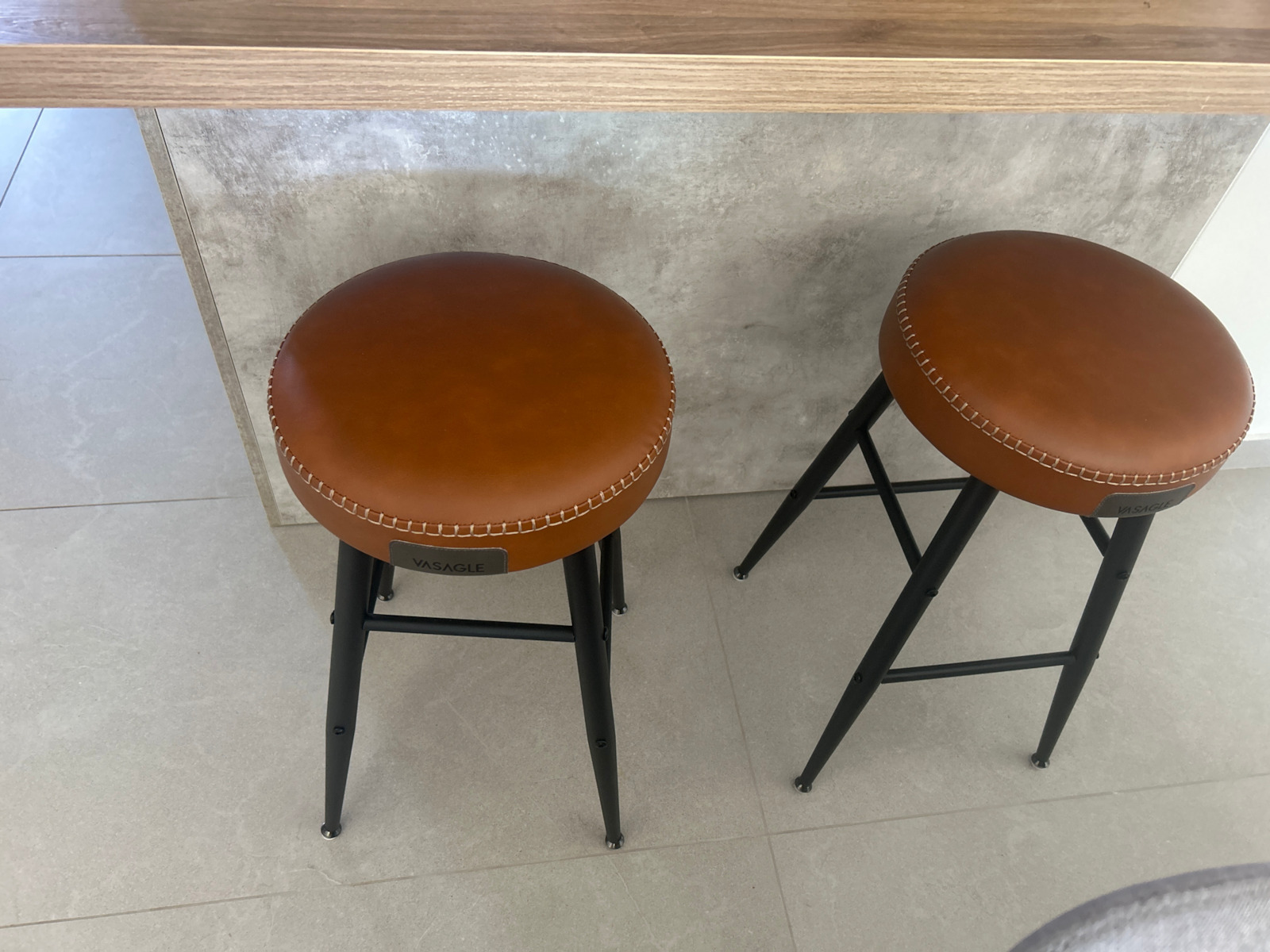 Stool Bar Leather Echo Caramel Brown 2pcs 49.5x49.5x63cm