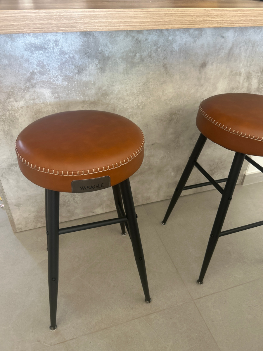 Stool Bar Leather Echo Caramel Brown 2pcs 49.5x49.5x63cm