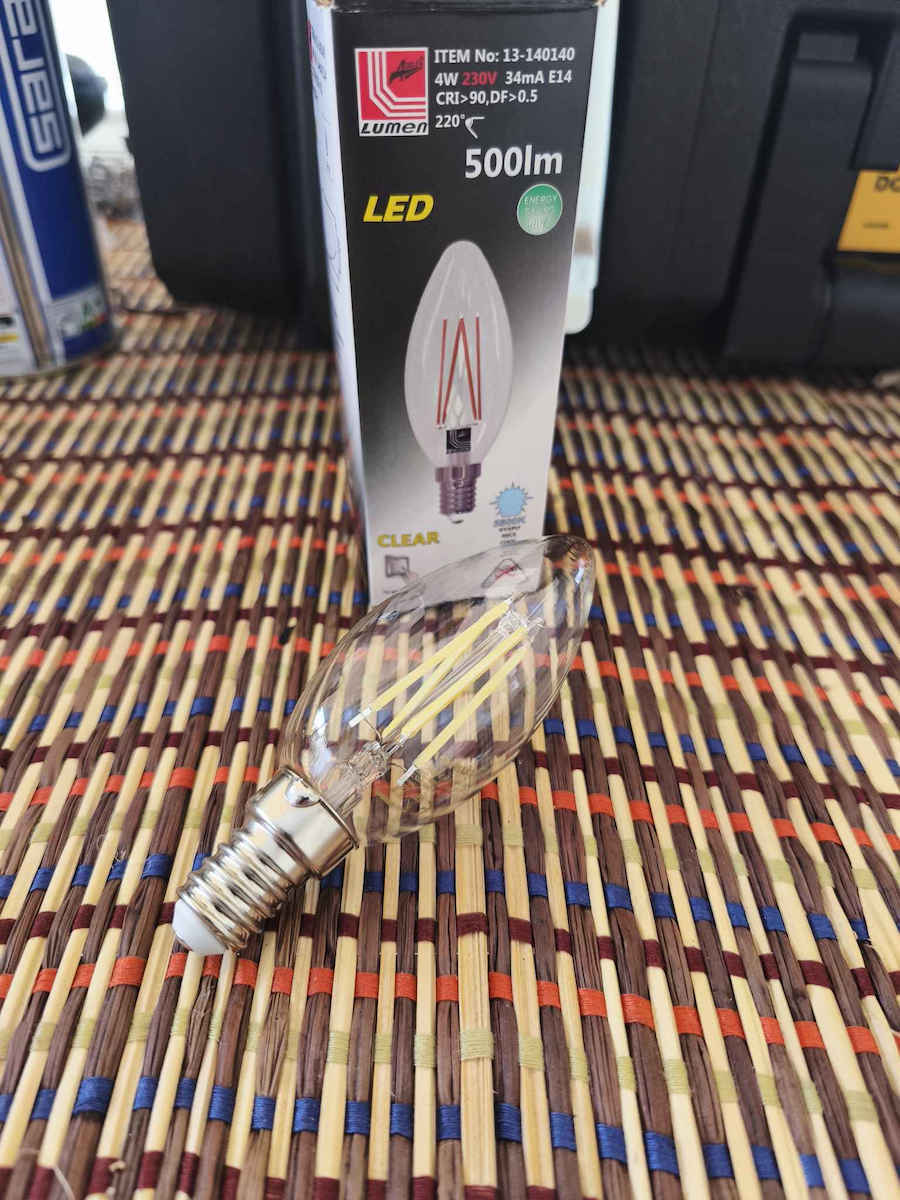 Adeleq Bec LED 4W 98mm pentru Soclu E14 și Formă C35 Alb rece 440lm
