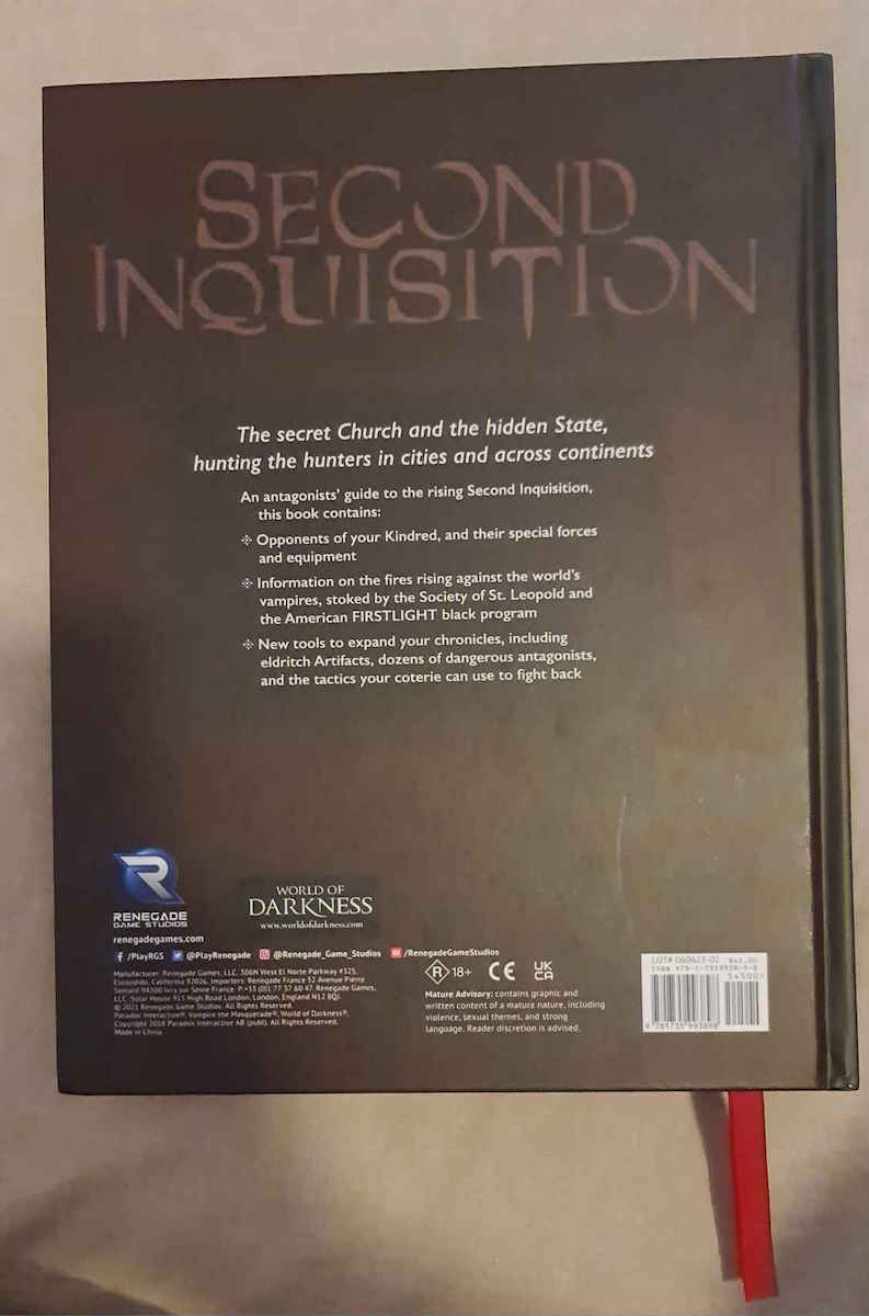 Renegade Game Studios Vampire: The Masquerade Second Inquisition Guidebook