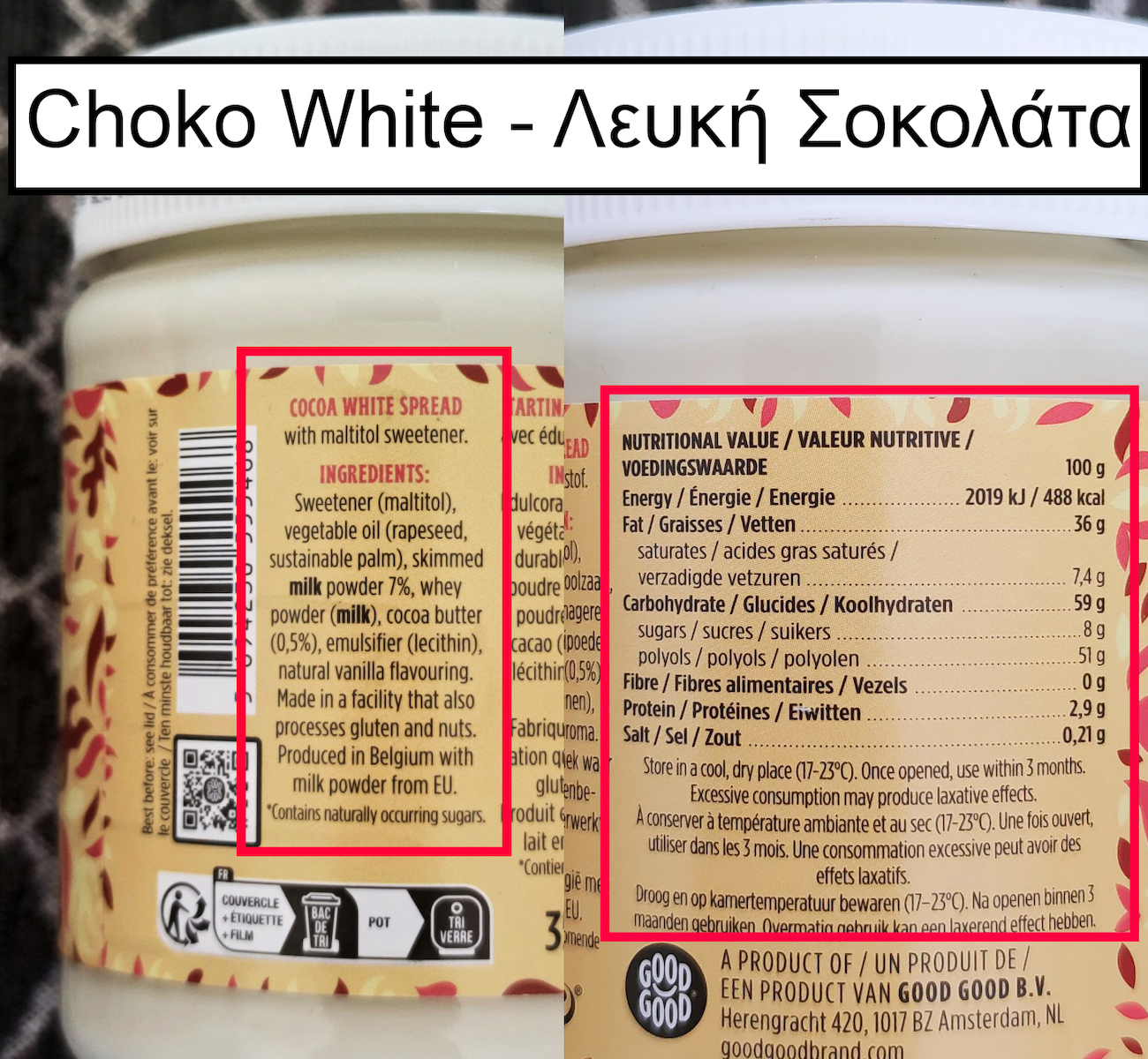 Belgian White Chocolate Spread Keto-friendly Gluten & Sugar Free Goodgood 350g