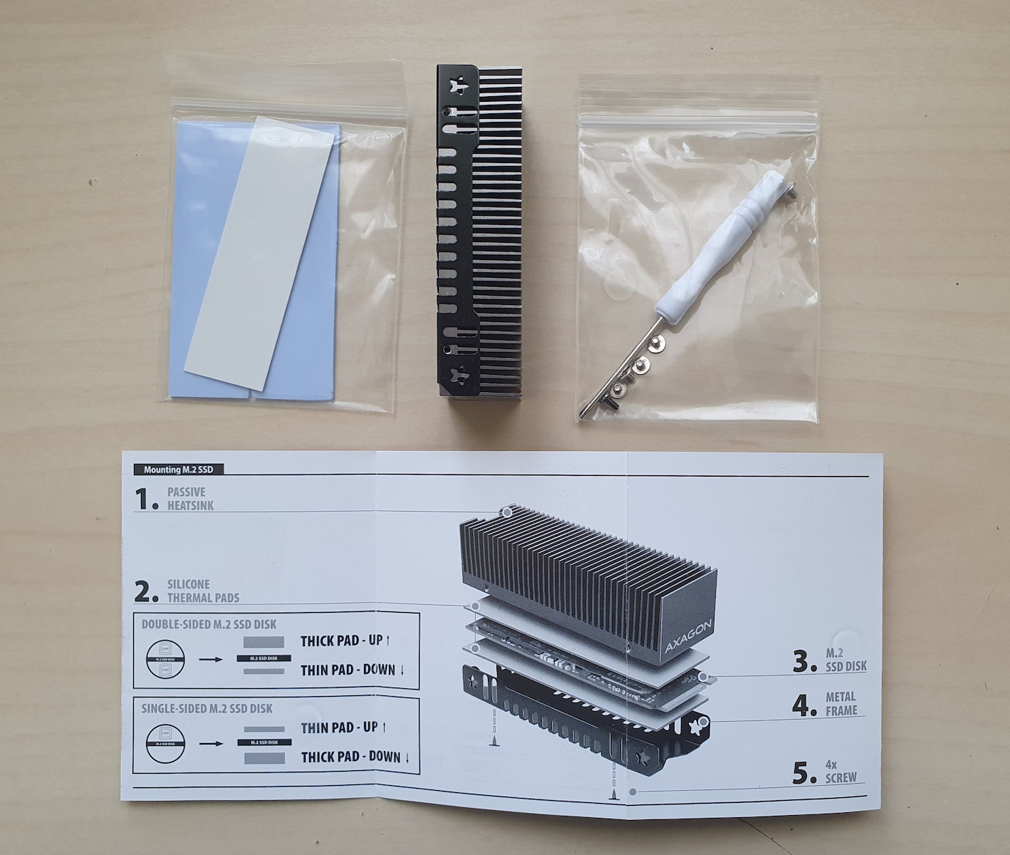 Axagon M.2 Ssd Passive Cooler Aluminum Gray