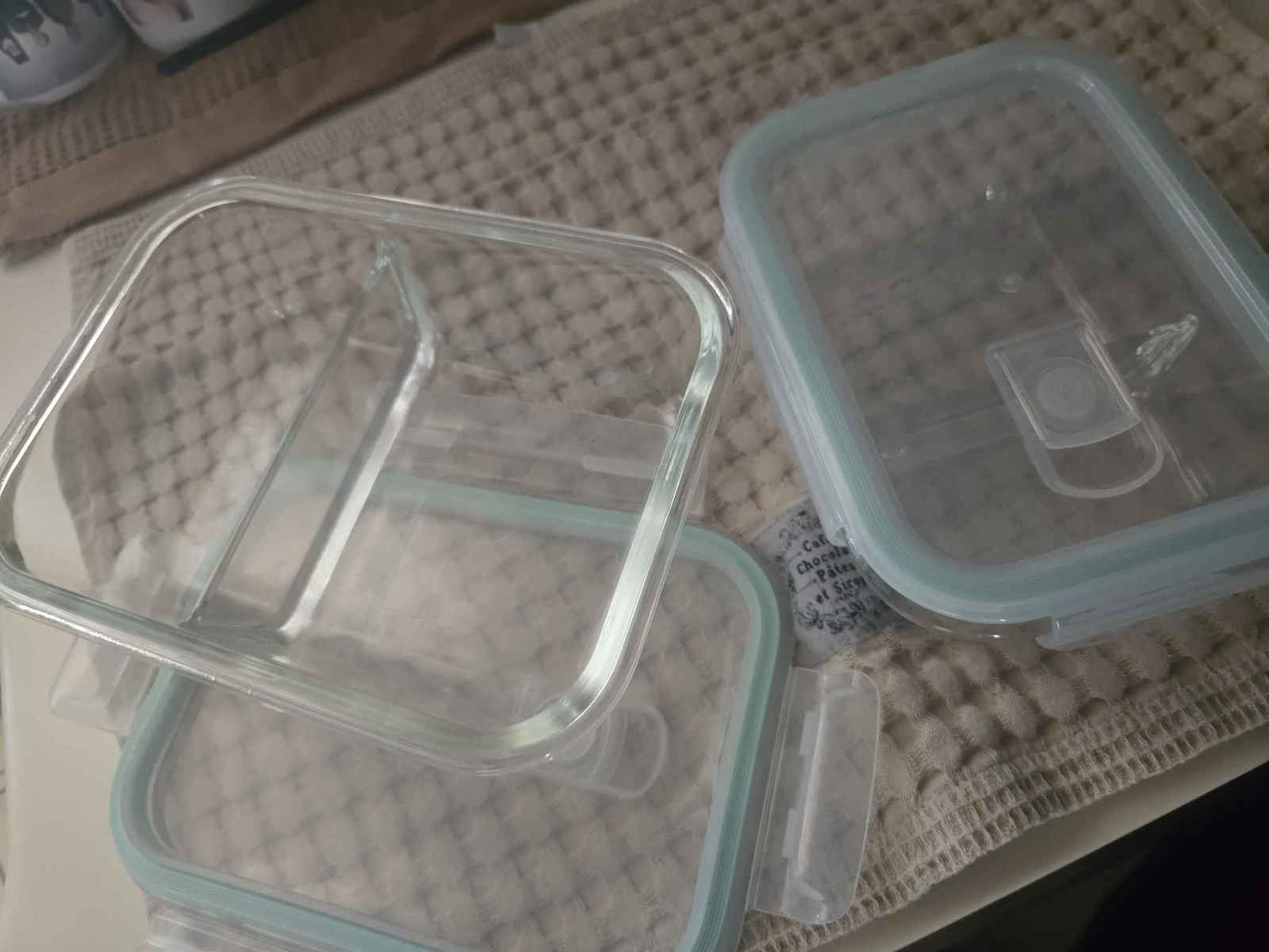 Navaris Cutie pentru Mâncare Sticlă Albastru Potrivit pentru Cuptor cu Microunde 4buc