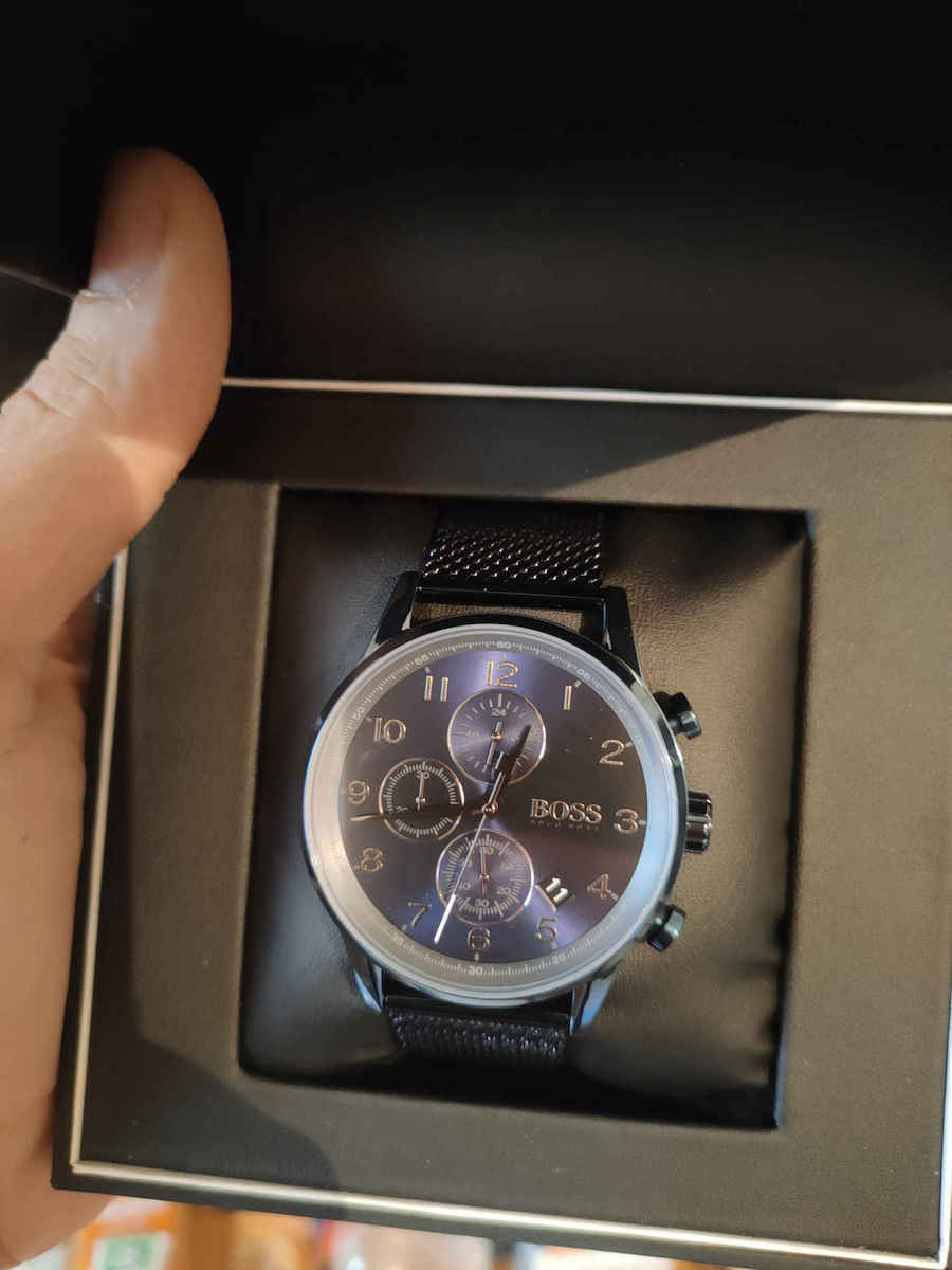 Boss Navigator Ανδρικό Ρολόι 43mm Χρονογράφος Μπαταρίας με Μπλε Μεταλλικό Μπρασελέ