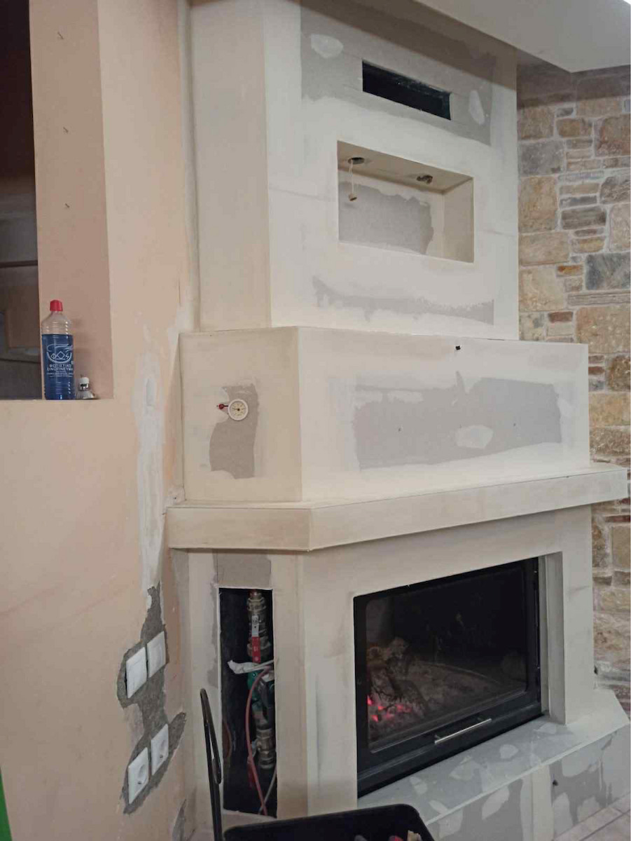 Worthe AquaTherm40 Kaminofen Holz Heizkörper 40kW Gerade mit Schiebetür
