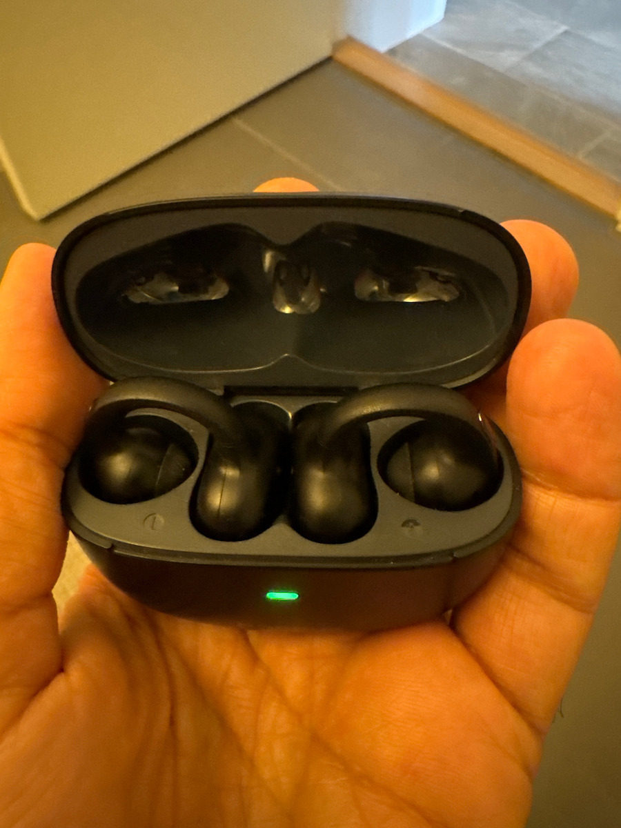 Baseus Bowie MC1 Open Ear Bluetooth Handsfree Ακουστικά με Αντοχή στον Ιδρώτα και Θήκη Φόρτισης Λευκά