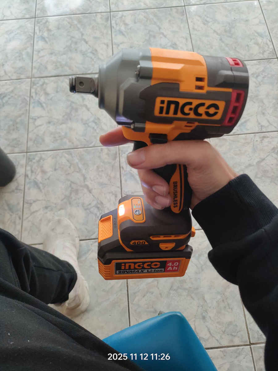 Ingco Set Angle Wheel & Impact Drill Driver & Impact Driver & Hammer & Lens Brushless 20V with 2 Batteries 4Ah and Case