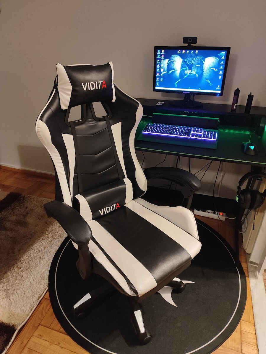 Zita Plus A6060 Artificial Leather Gaming Chair with Footrest Black