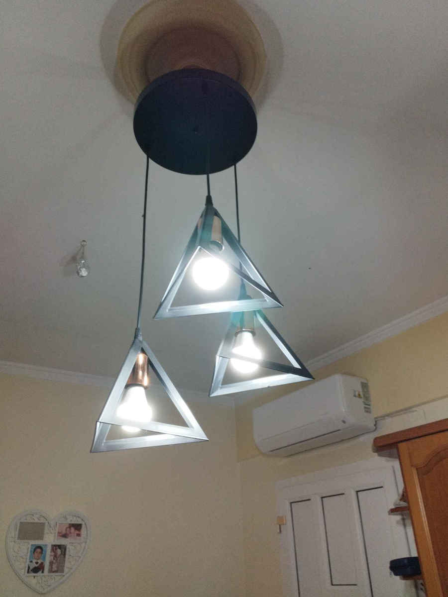 GloboStar Triangle Висящо Осветително Тяло Бронзов Мрежа с Цокъл E27 60x22x130см.