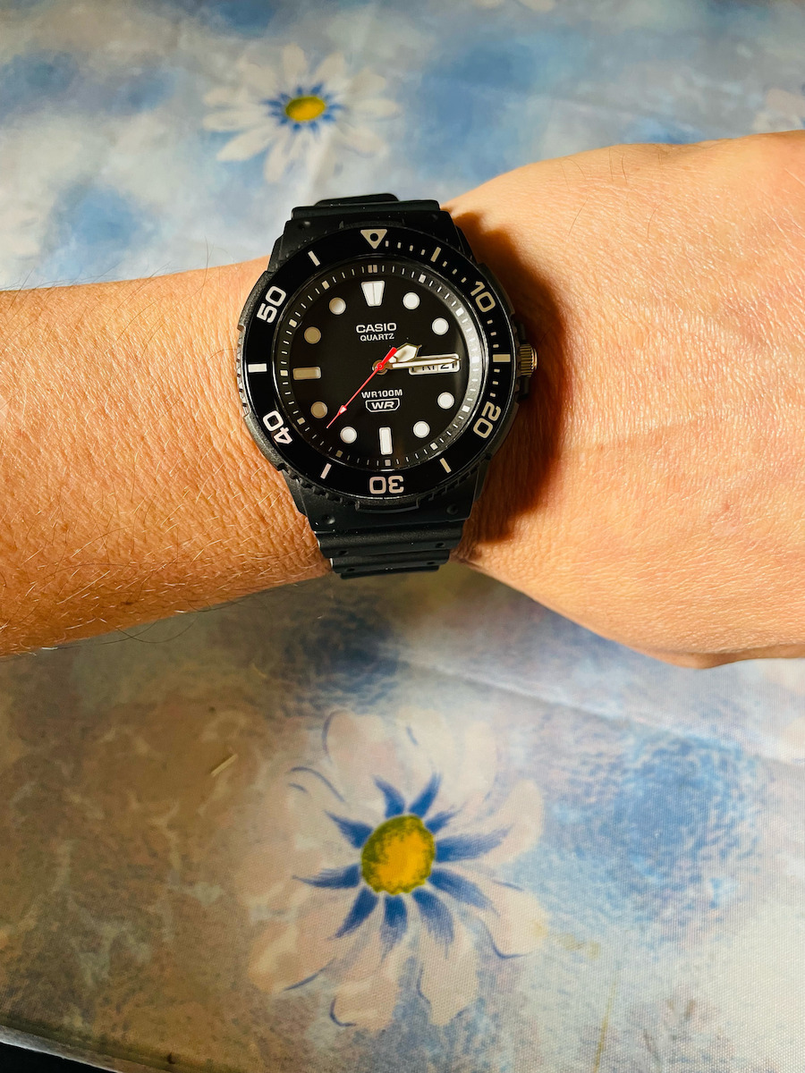 Casio Men's Watch Battery with Black Rubber Strap