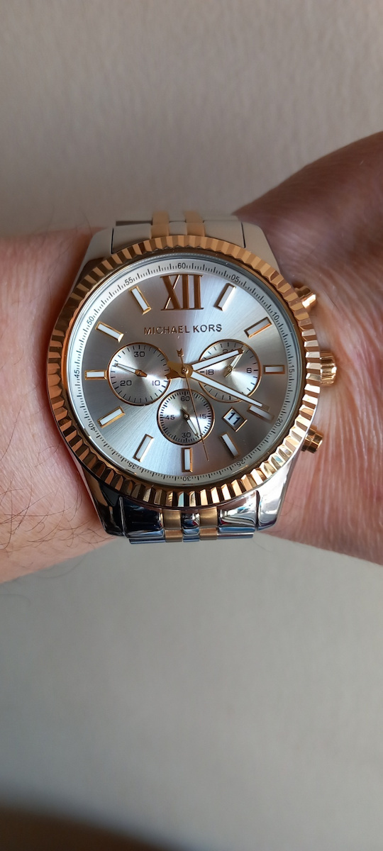 Michael Kors Lexington Herrenuhr 45mm Chronograph Batterie mit Silber Metallarmband
