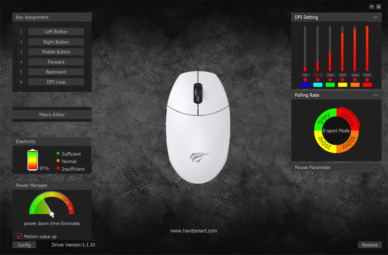 Havit MS1039W Gaming Mouse 7400 DPI Alb