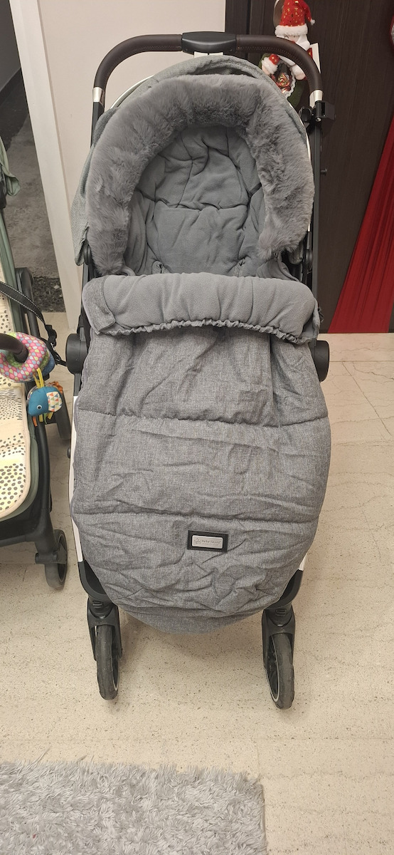 Bebe Stars Velour Universal Stroller Footmuff Waterproof Graphite With Velvet Lining 90x50cm