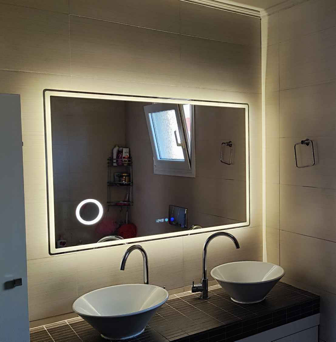 Futura Mărire Oglindă de Baie Dreptunghiulară Lumini LED Atingere 120x80cm