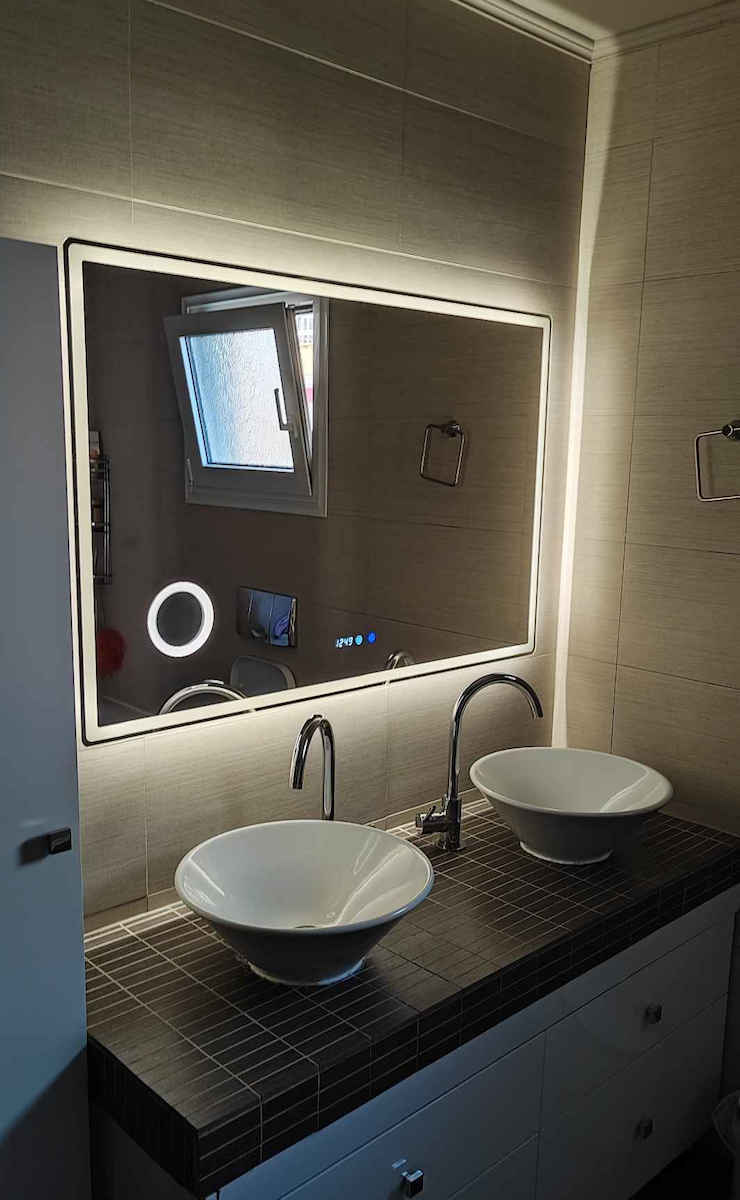 Futura Mărire Oglindă de Baie Dreptunghiulară Lumini LED Atingere 120x80cm
