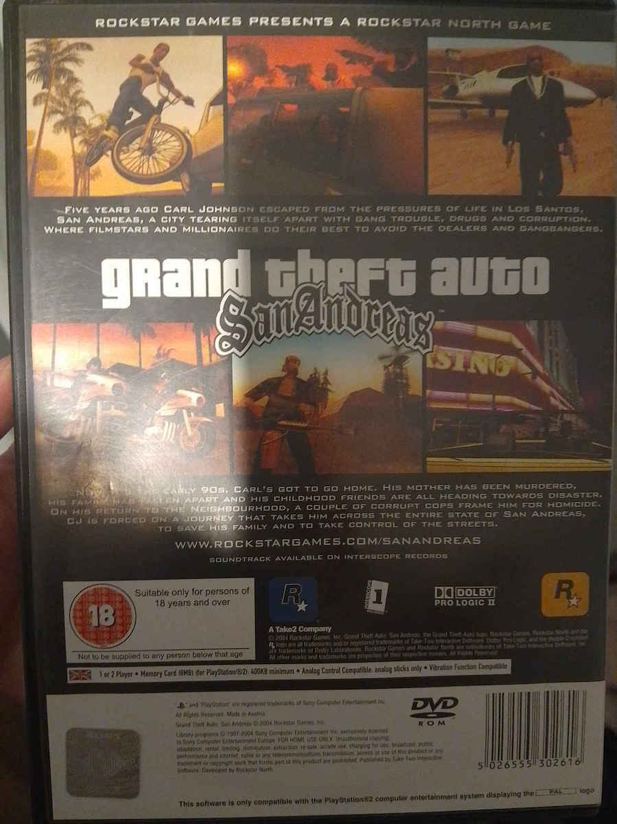 Grand Theft Auto San Andreas PS2 PS2 Game (Used)