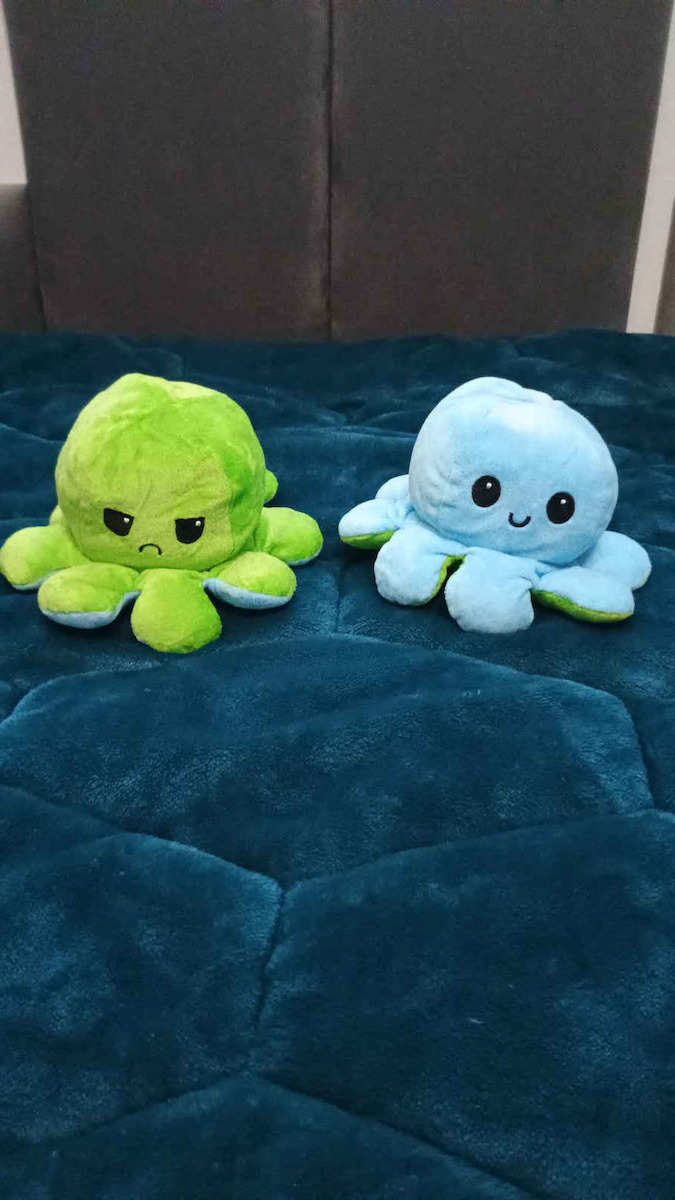 Plüsch Umkehrbarer Oktopus 20 cm