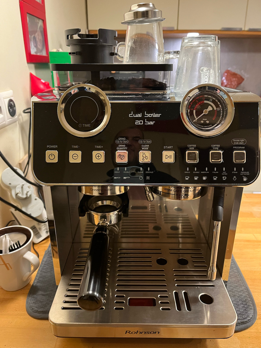 Rohnson Automatic Espresso Machine 2800W Pressure 20bar with Grinder Silver R-98200