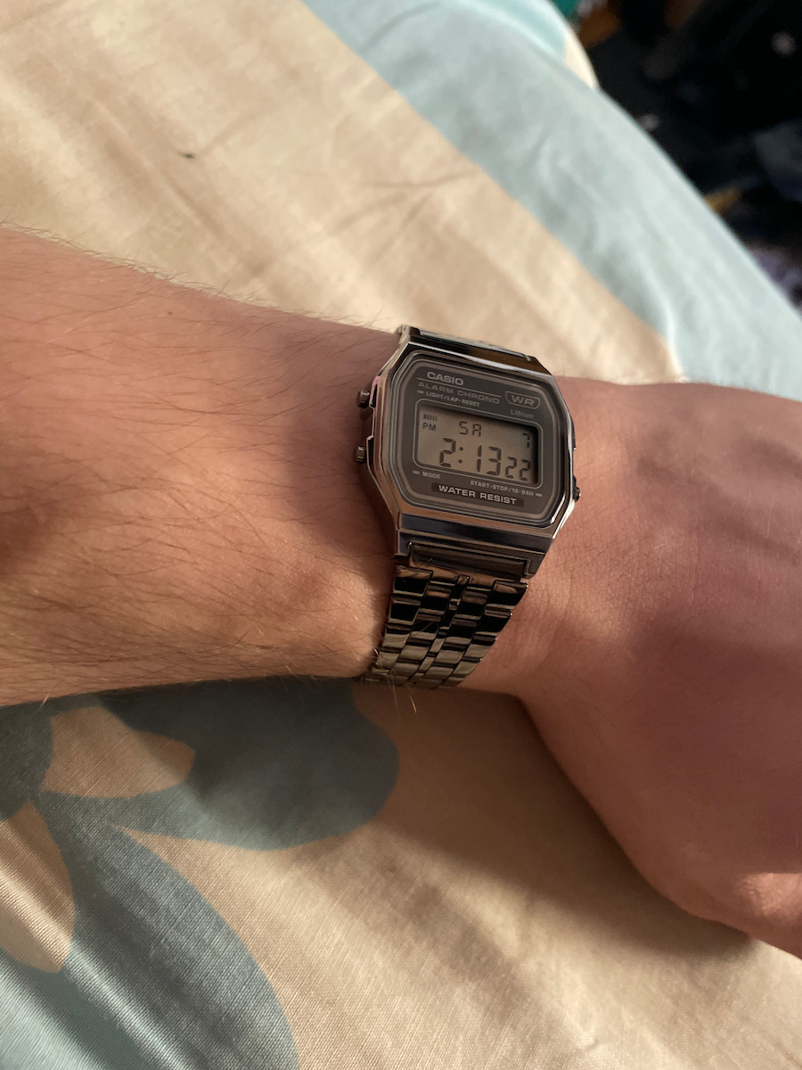Casio Vintage Iconic Digital Men's Watch 33.2mm Chronograph Battery with Black Metal Bracelet