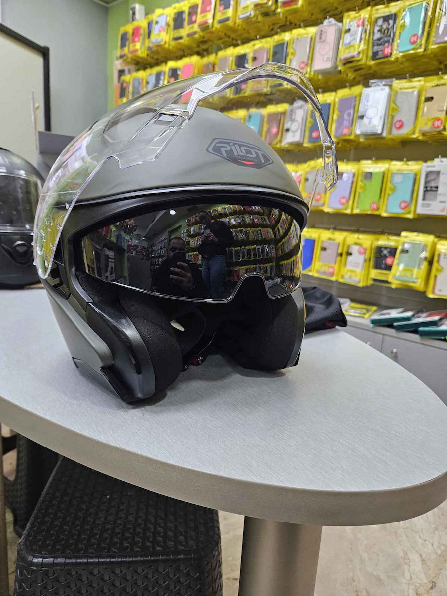 Pilot Hermes SV Black Matt Motorcycle Helmet Jet ECE 22.06 1400gr with Sunvisor