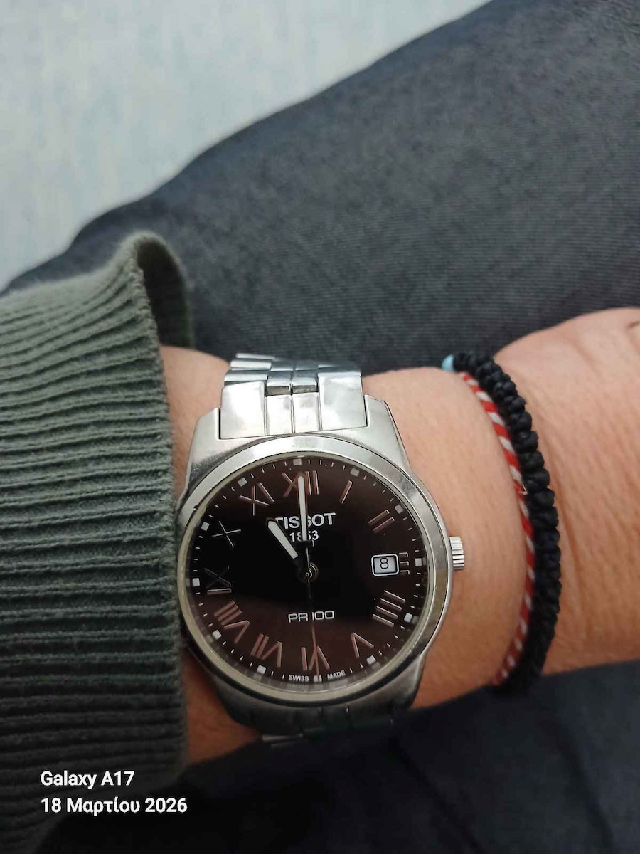 Tissot Pr100 Ανδρικό Ρολόι 40mm Μπαταρίας με Ασημί Μεταλλικό Μπρασελέ