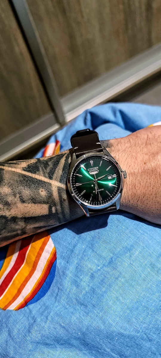Citizen Ceas Barbatesc 40.2mm Automat cu Curea din Piele Maro