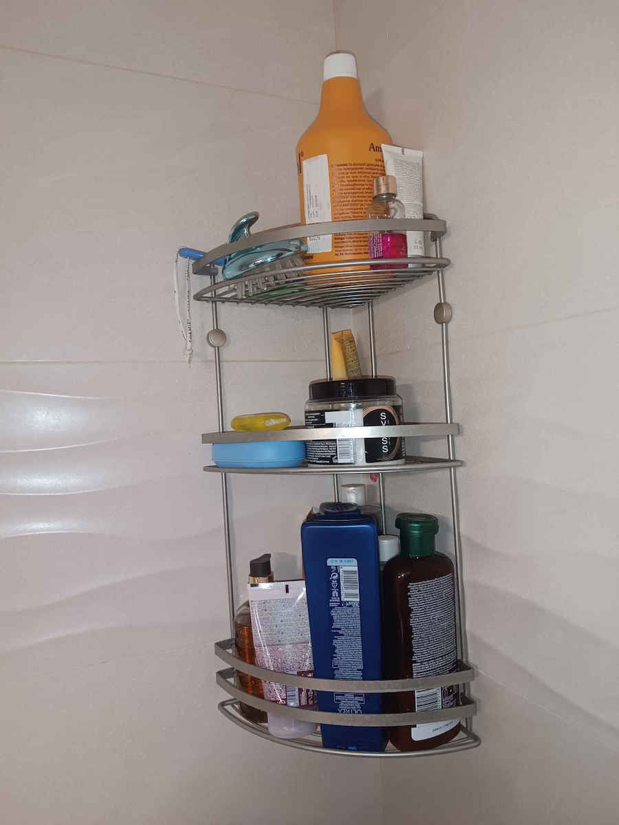 Viosarp Επιτοίχια Ραφιέρα Μπάνιου Inox με 3 Ράφια 10x10x35cm Ασημί