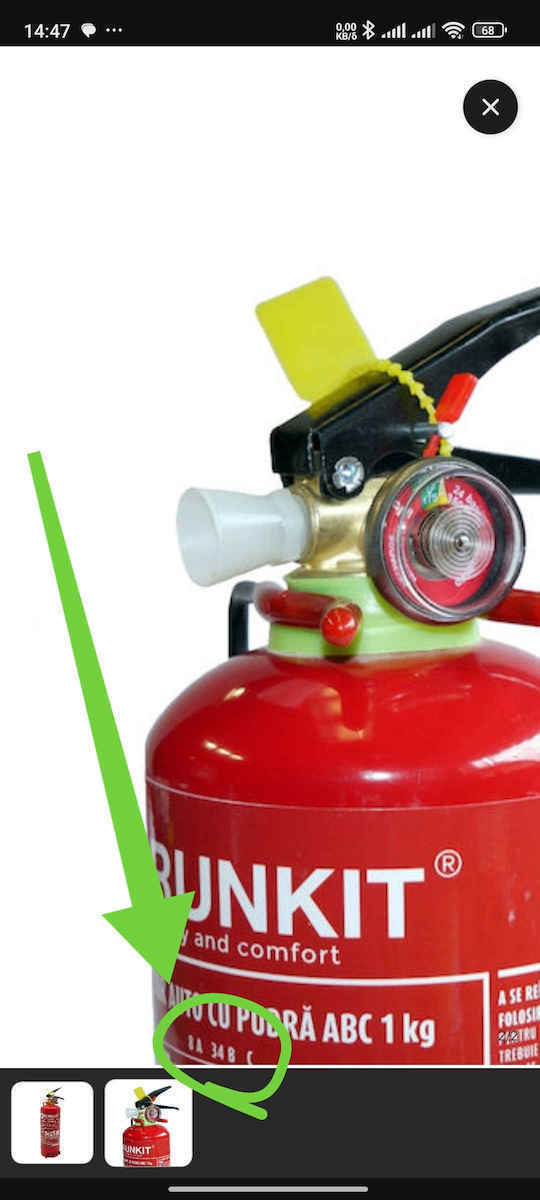P1 Extinctor Auto Pulbere Uscată ABC 1kg