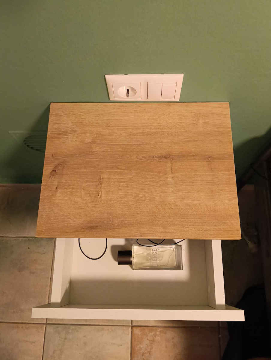 Mary Wooden Bedside Table Sonoma / Λευκό 40x30x23cm