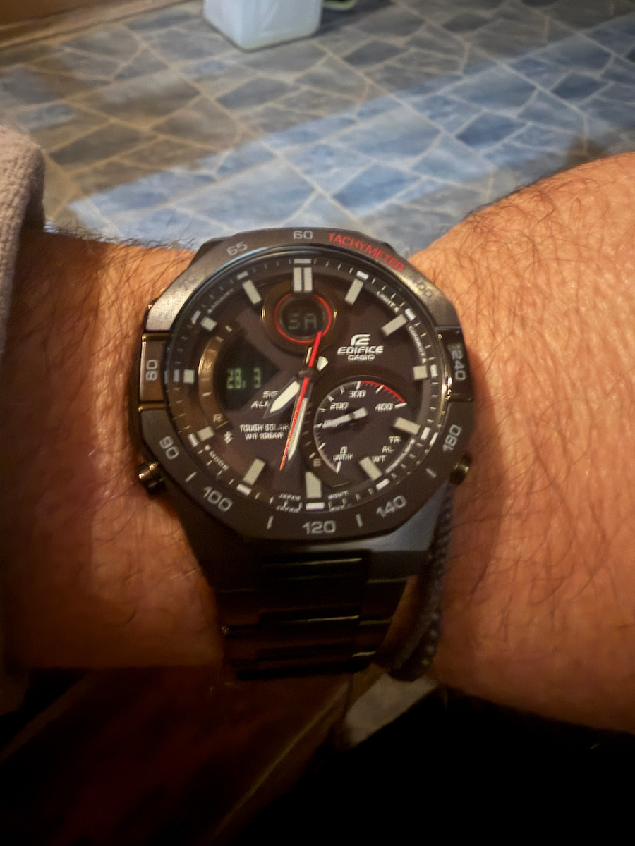 Casio Edifice Analog/Digital Men's Watch 51mm Chronograph Battery With Black Steel Bracelet