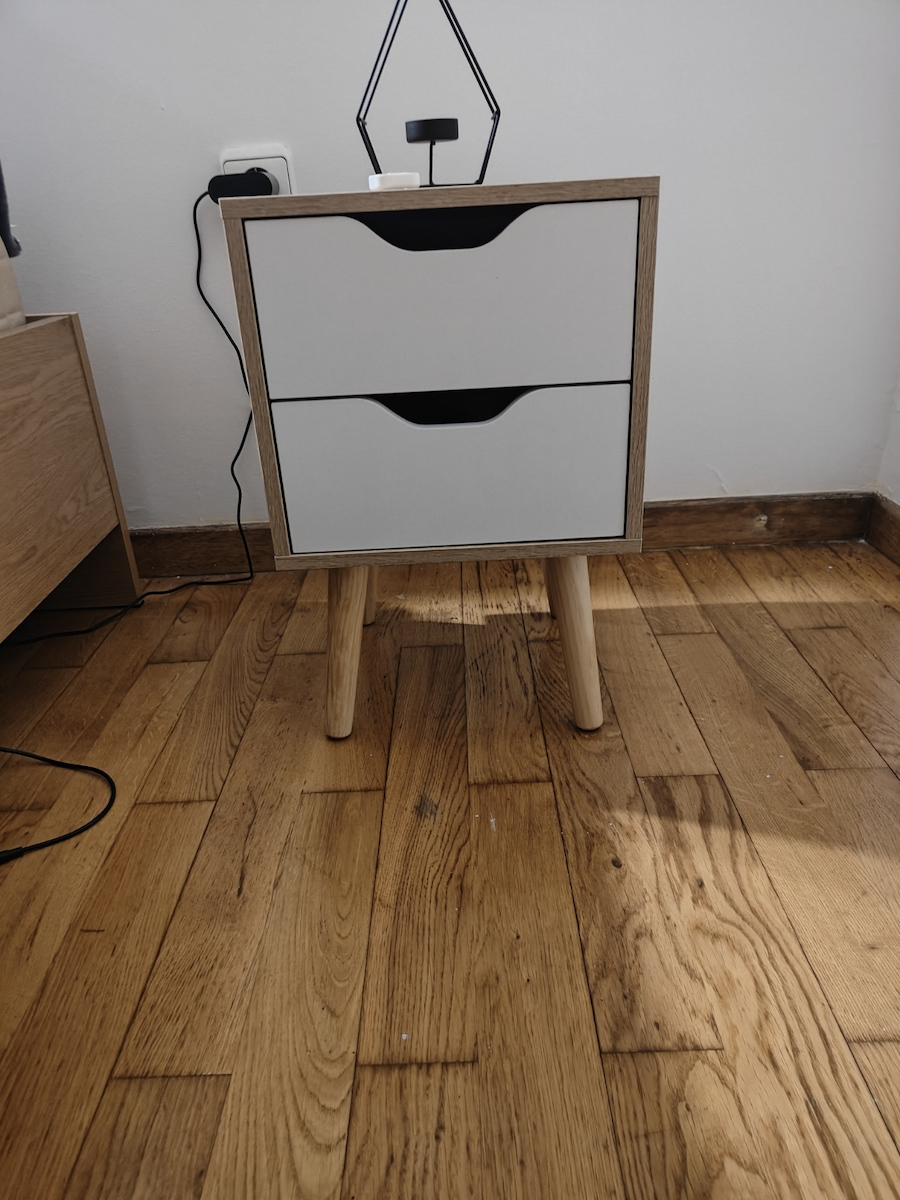 Alina Wooden Bedside Table Λευκό / Sonoma 29x29x44cm