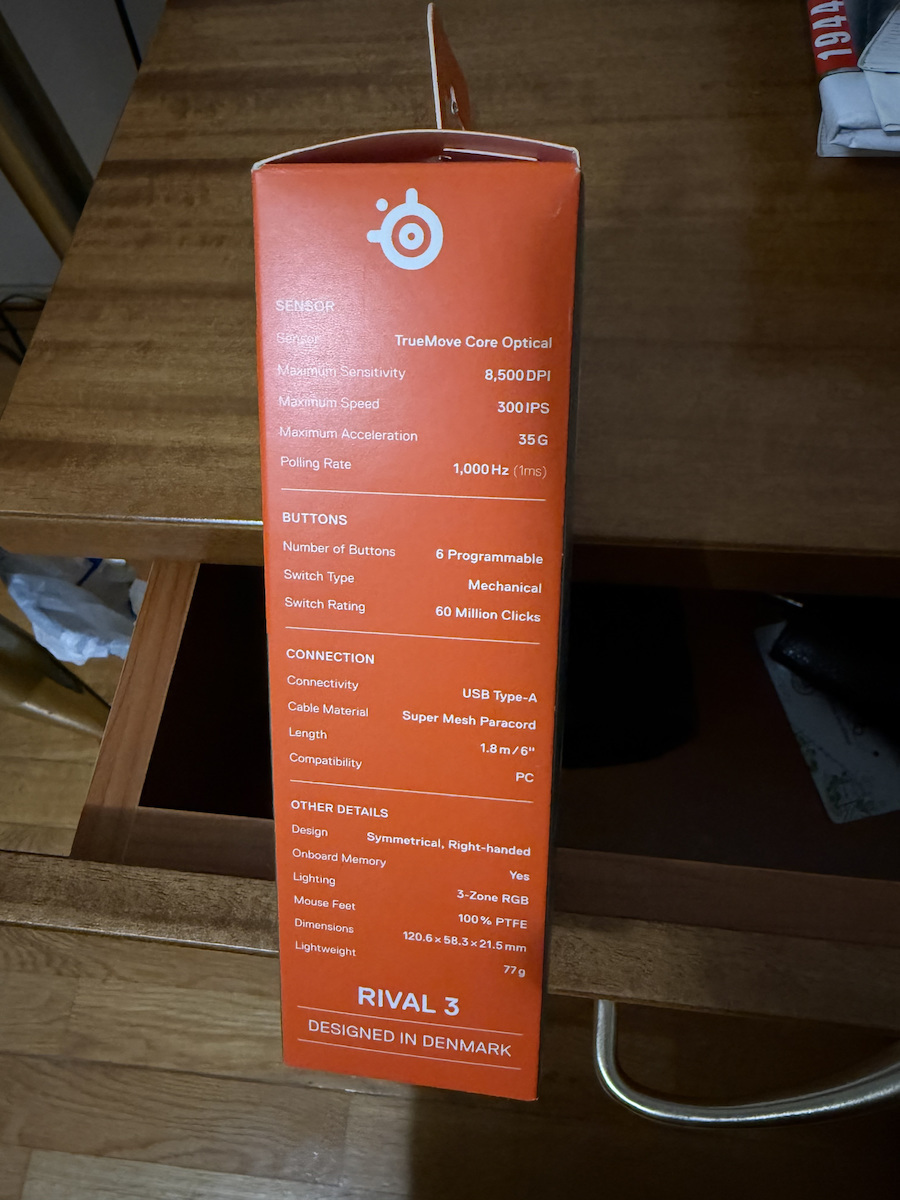 SteelSeries Rival 3 Gen2 RGB Геймърска Мишка 8500 DPI Черен