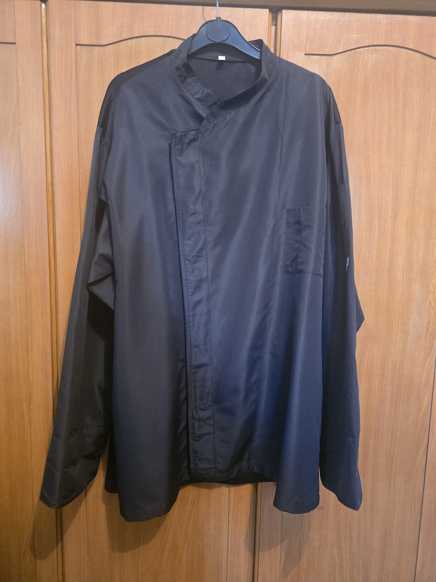 Egochef Coat Chef 100% Microfiber Black with Long Sleeve Ottavio