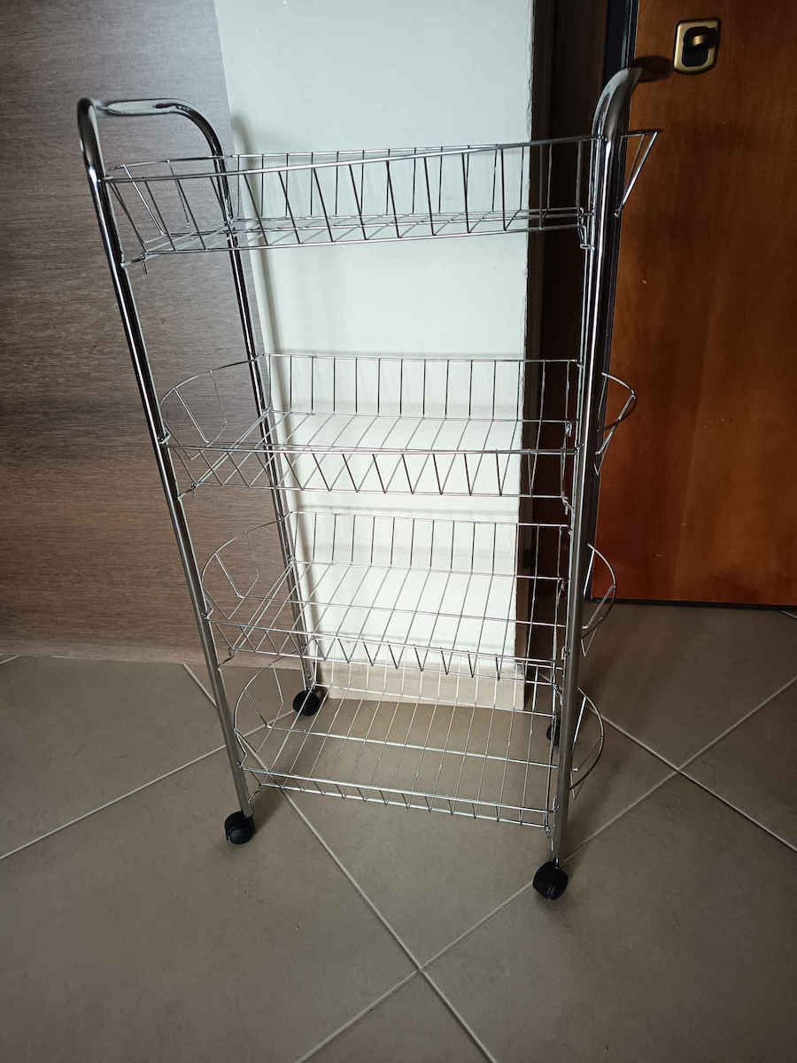 Τρόλεϊ Κουζίνας Μεταλλικό 4 Θέσεων Ασημί 52x26x100cm
