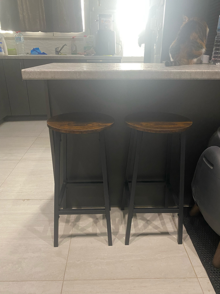 Stool Bar Metallic Black 2pcs 32x32x65cm