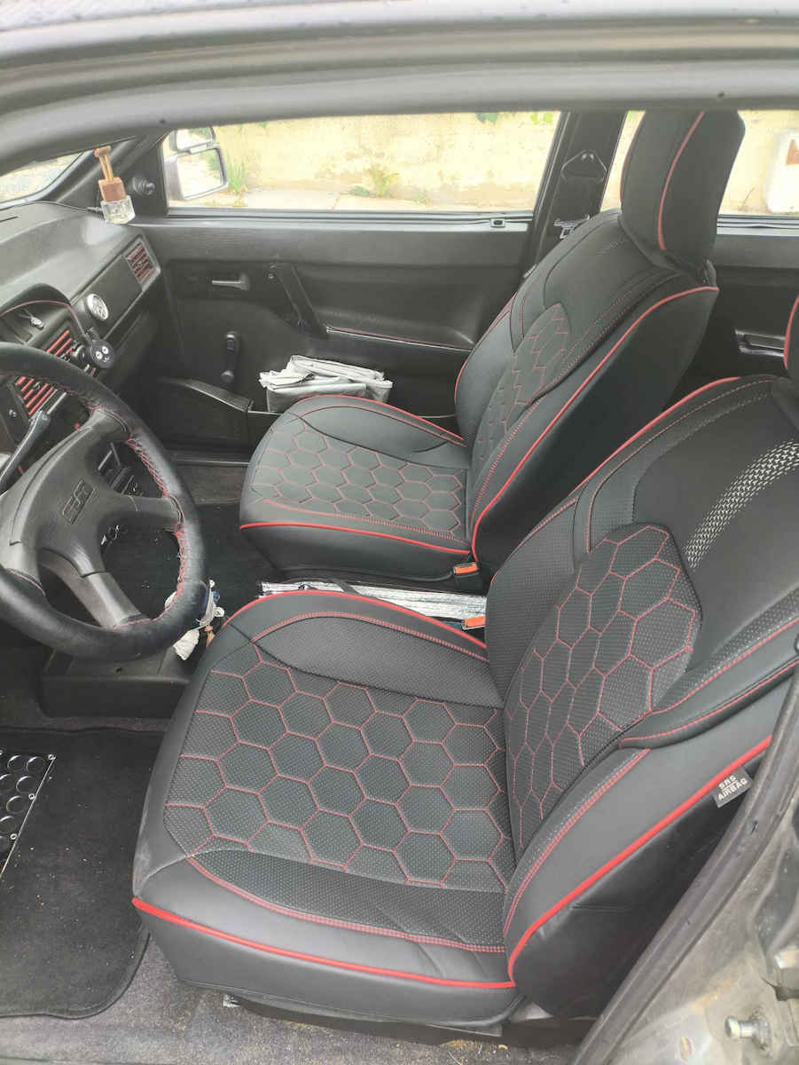Waterproof Car Seat Covers Set Alcantara Black