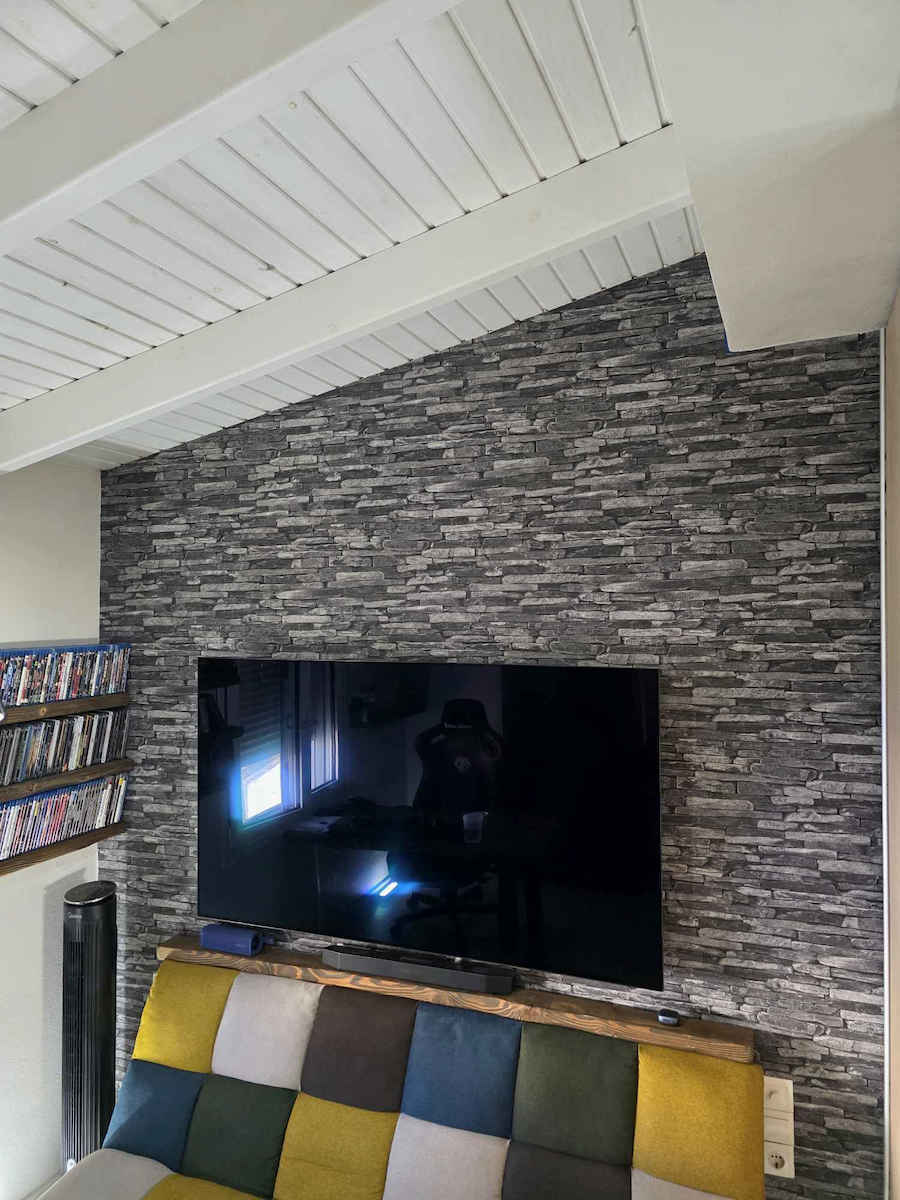 Ταπετσαρία Τοίχου Wood Stone Βινυλίου Γκρι 1000x53cm Πλενόμενη