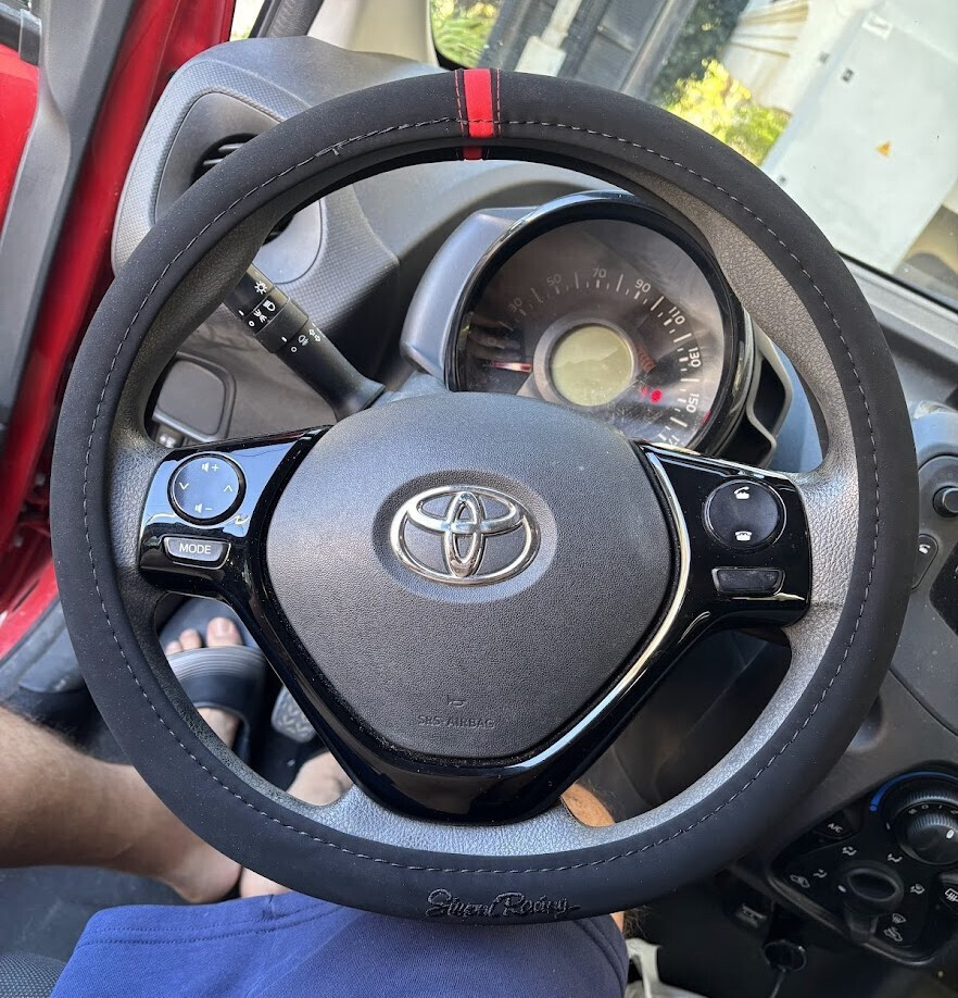 Simoni Racing Car Steering Wheel Cover with Diameter 37-39cm Microfiber Black