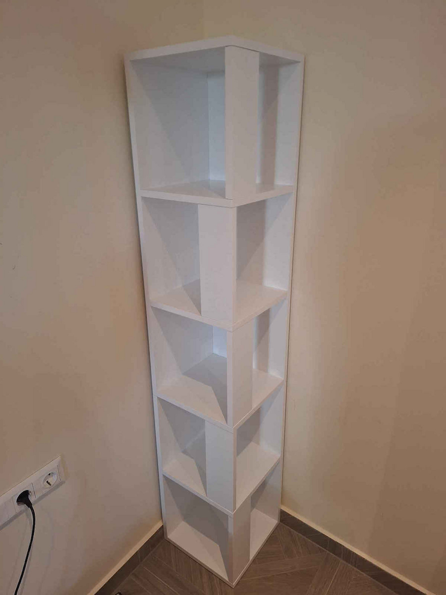 Corner Bookcase Piano Gray 31.4x31.4x158.9cm