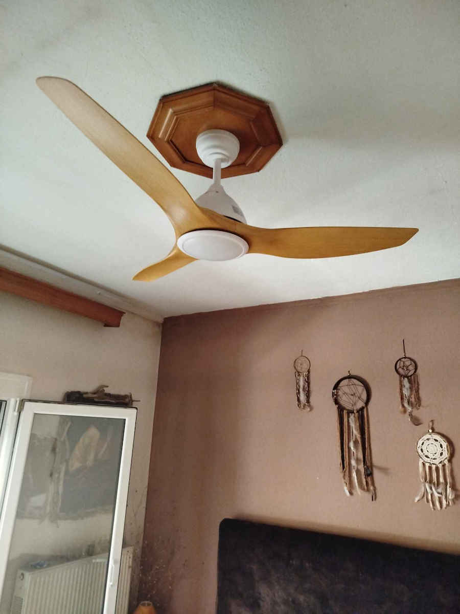 Aca Ventilator de Tavan 130cm cu Lumină Maro / Alb