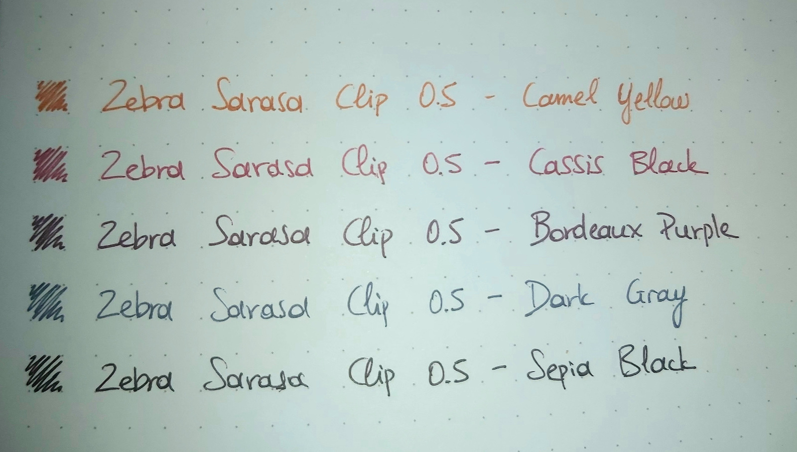 Zebra Sarasa Clip Gel Pens