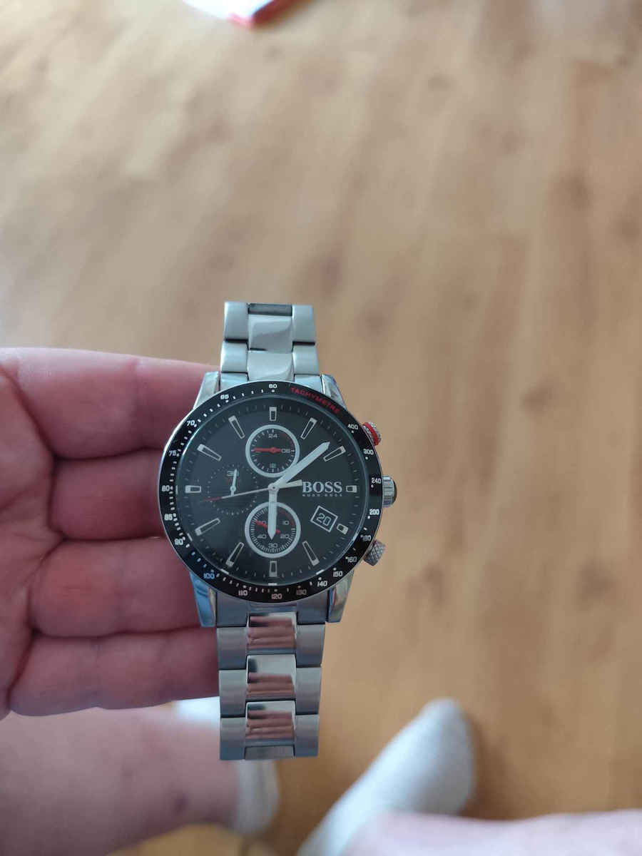 Boss Rafale Men's Watch 44mm Chronograph Battery with Silver Metal Bracelet
