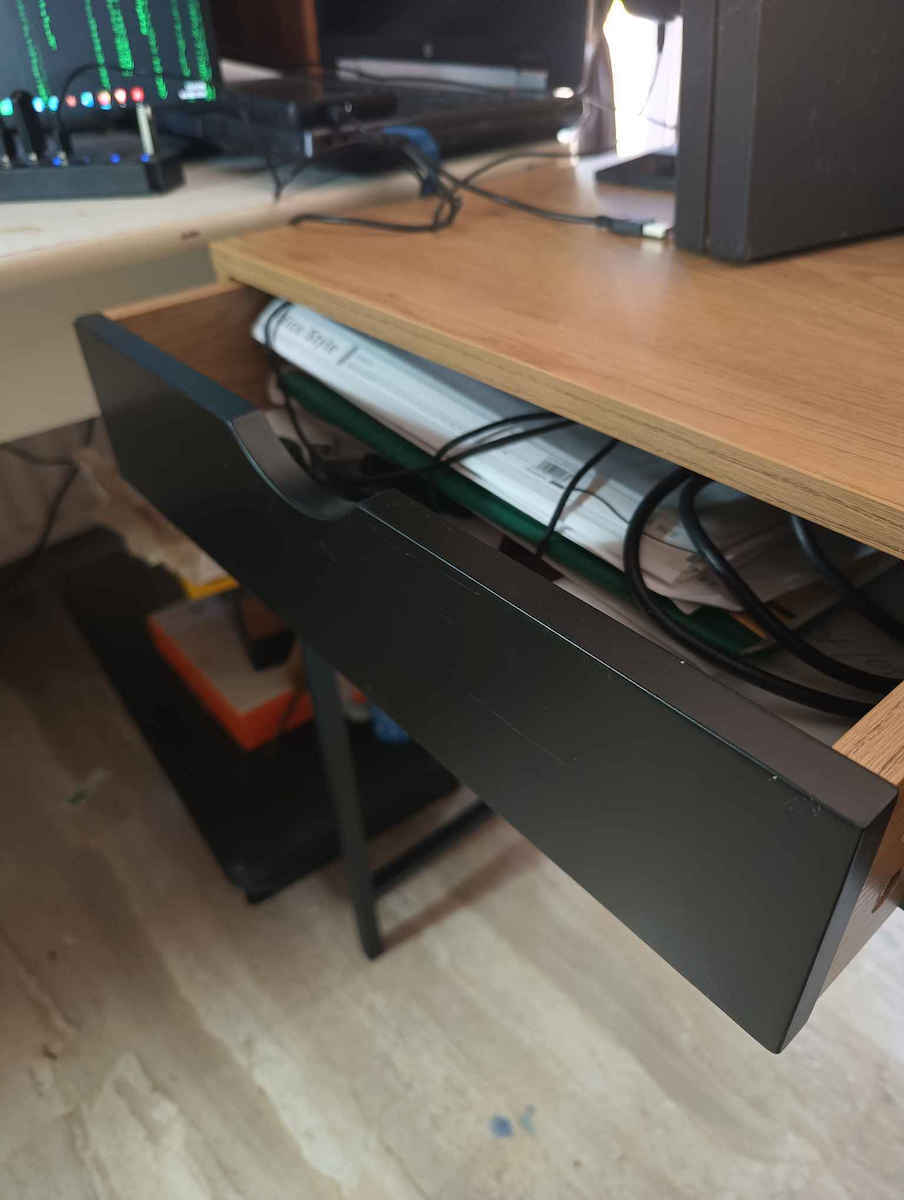 Desk Fenwick Wooden Oak/Black with Metal Legs 98x48x76.3cm
