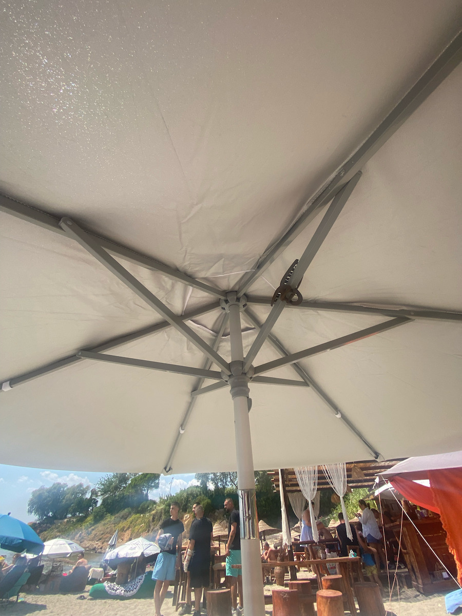 Lianos Umbrelă Plajă Aluminiu Diametru 2.2m cu Protecție UV și Rezistență la Vânt Argintie