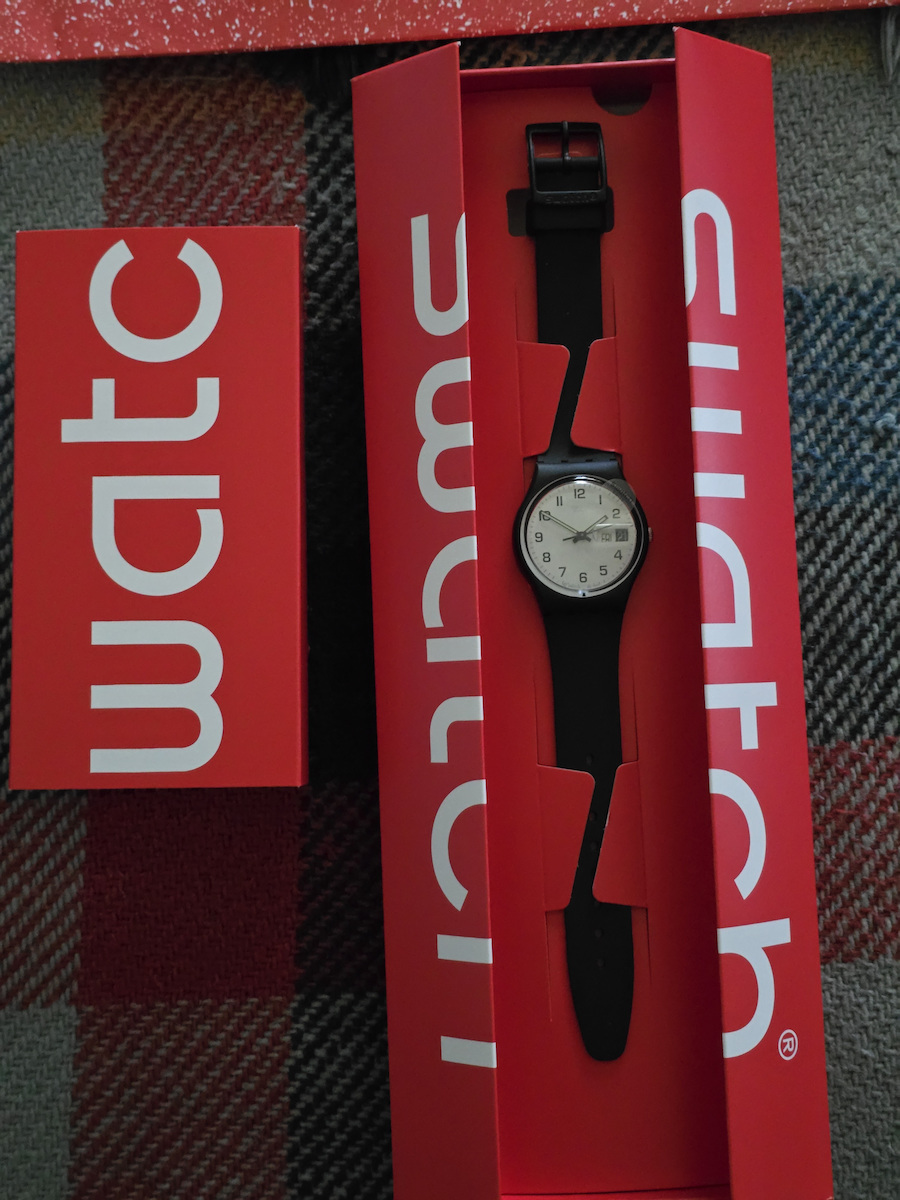 Swatch Once Again Men's Watch 34mm Battery with Black Rubber Strap