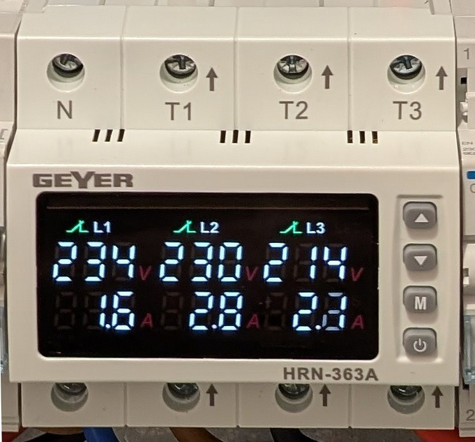 Geyer Dreiphasiger Spannungsüberwacher Schiene Digitale 63A HRN-363A
