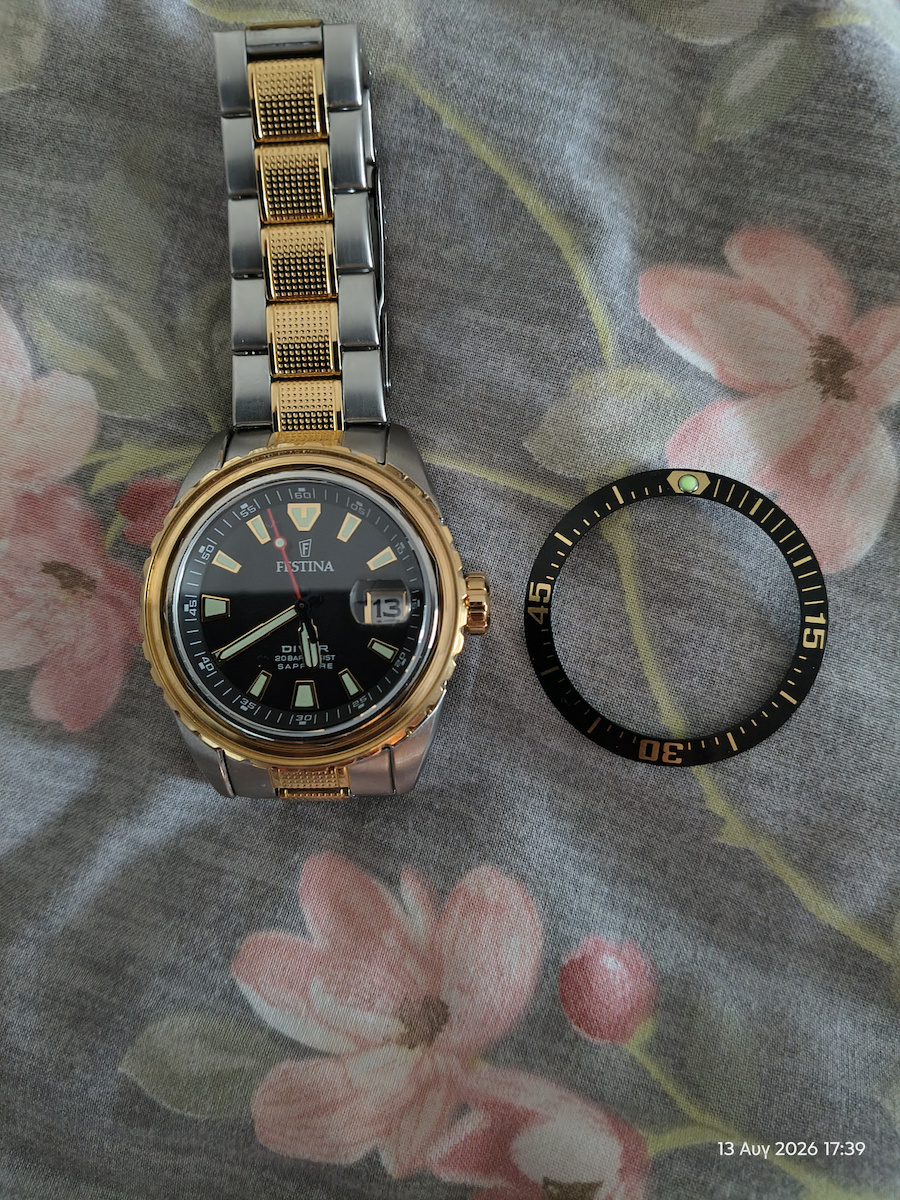 Festina Diver Мъжки Часовник На Батерия Със Златиста Стоманена Гривна