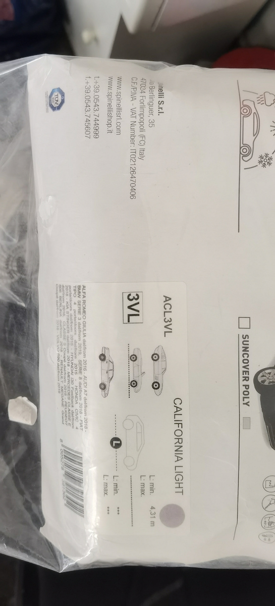 Half Car Cover 3vl Heat-Sealed Seam Spinelli California Light Code Acl3vl